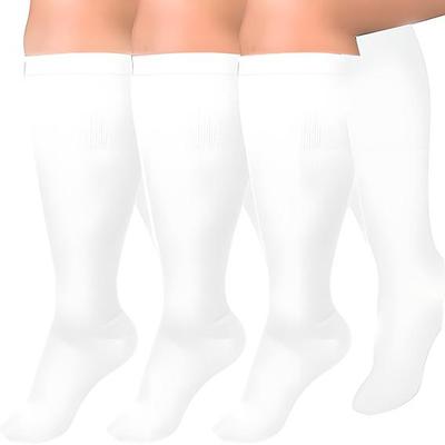 3 Pairs Plus Size Compression Socks for Women Men, 15-20mmHg Extra Wide Calf Knee High Stockings for Circulation Support