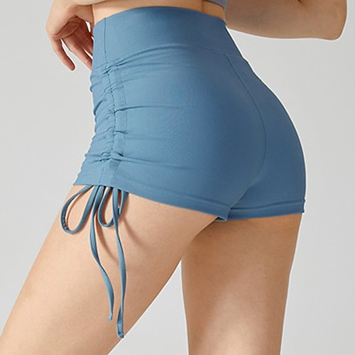 Per donna Shorts da Palestra Shorts da yoga Shorts da allenamento Coulisse Vita Alta Pilates Allenamento in Palestra Allenamento Pantaloncini Tinta unica Nero Blu Marrone Gli sport Abbigliamento