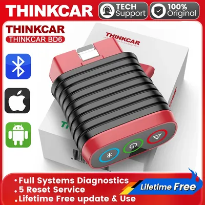 Lifetime Free Update THINKCAR BD6 obd2 Scanner Bluetooth, All System Diagnostic Tool 5 Reset for 120 Car Brands iOS & Android