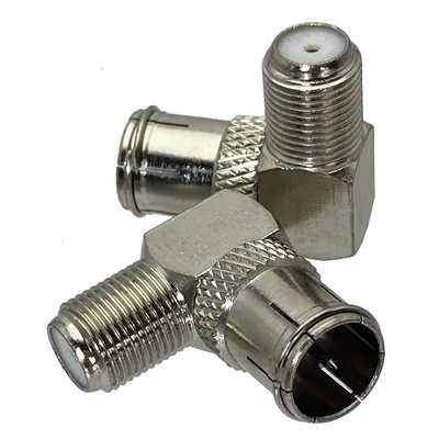 1pcs Quick Slide-on Push-on F TV Male Plug to F TV Female Jack in Series Right Angle RF Adapter
