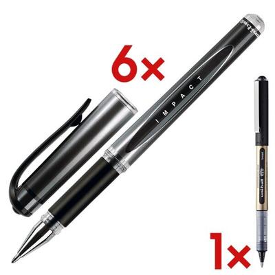 uni-ball 6x Gelschreiber »Gel Impact« inkl. Tintenroller »eye broad« schwarz