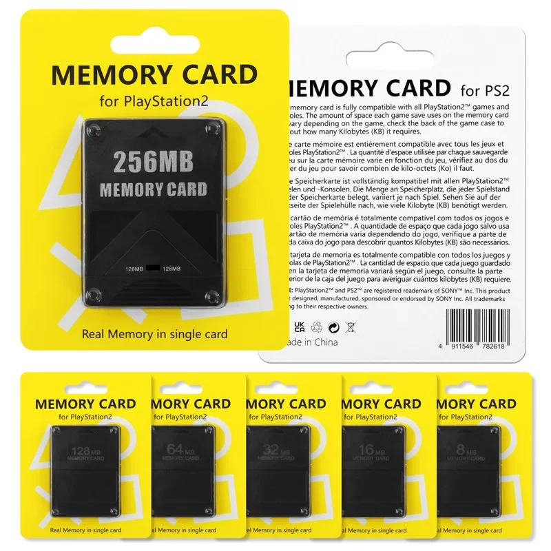 Premium PS2 Memory Card 256MB 128MB 64MB 32MB 16MB 8MB PS2 Memory Card for Sony PlayStation2 Store the Game Progress