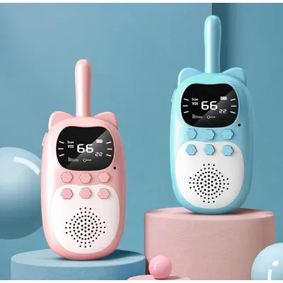 2pcs Kids Walkie Talkie Rechargeable 1000mAh Handheld 0.5W 3km Radio Transceiver Interphone for