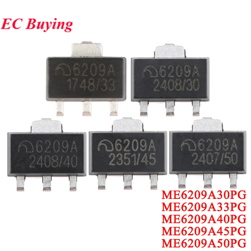 100 Stück/5 Stück ME6209 6209A ME6209A 3 V 3,3 V 4 V 4,5 V 5 V ME6209A33PG ME6209A50PG SOT-89 Low Power Dropout LDO Linearregler IC SMD Image
