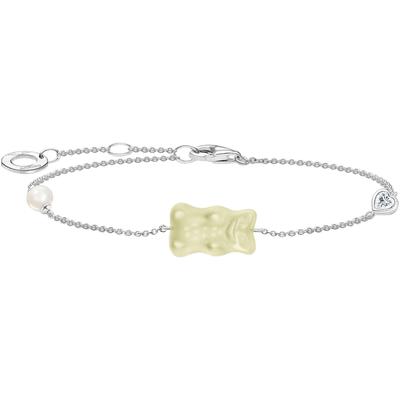 Armband THOMAS SABO "THOMAS SABO x HARIBO Schmuck: Armband mit Goldbär" Gr. 19, weiß (silberfarben, kristallweiß, weiß, 