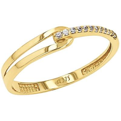 Fingerring AMOR "2037452/-53/-54/-55" Gr. 56, gold (gelbgoldfarben, kristallweiß, kristallweiß), Fingerringe, Damen, 56, Gelbgold 375, 0,8mm, mit Zirkonia (synth.) Image