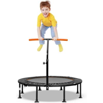 117cm Mini Trampolin faltbar, Fitness Trampolin mit höhenverstellbarem Griff, Kindertrampolin