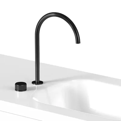 Tuqiu Black Basin faucet Bathroom Faucet two holes bathroom Sink faucet Brushed sink tap rotating