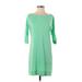 Lilly Pulitzer Casual Dress - Shift Boatneck 3/4 Sleeve: Green Solid Dresses - Women's Size Small