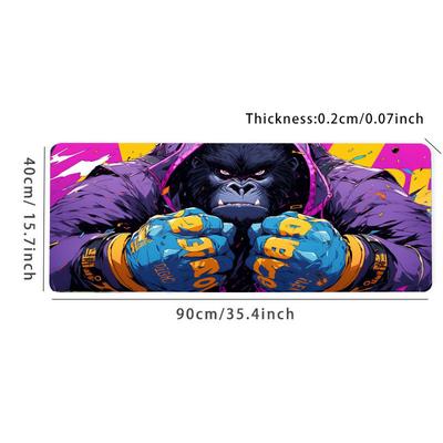 TEMU 1pc Cartoon Gorilla Large Gaming Mousepad Computer Hd Keyboard Pad Mouse Mat Desk Mats Natural Rubber Anti-slip Office Mouse Pad Desk Accessories