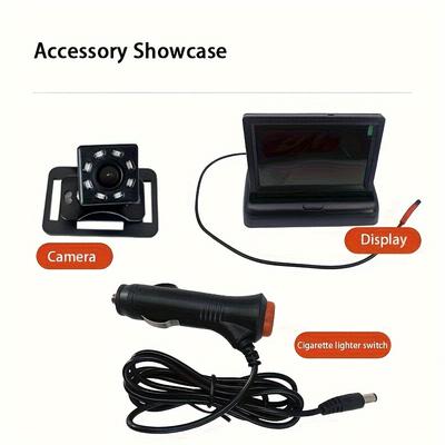 TEMU 1 Set 4.3 Inch Car Monitor, Small Foldable 480p Monitor, Car Night Vision Camera