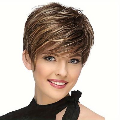 Women's Basic Style Short Wig - High Temperature Fiber, Rose Net Versatile Pattern, Ideal Gift For Mother's Day - Fashionable Short Straight Golden Hair Wig Suitable For All Women