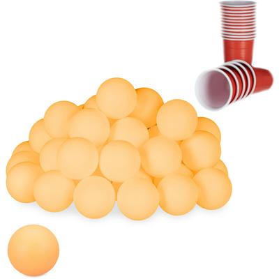 Relaxdays - Beer Pong Bälle, 48 Stück, Tischtennisbälle aus Kunststoff, ohne Aufdruck, Ping Pong