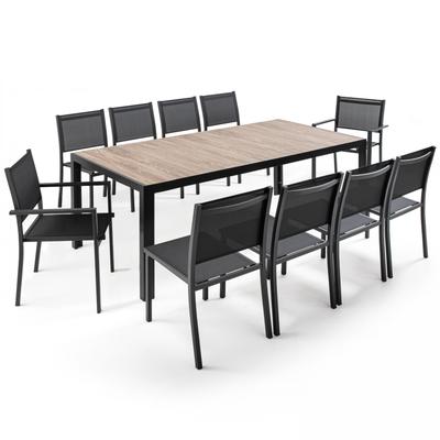 10-Sitzer-Gartentisch aus Aluminium und Keramik Grau