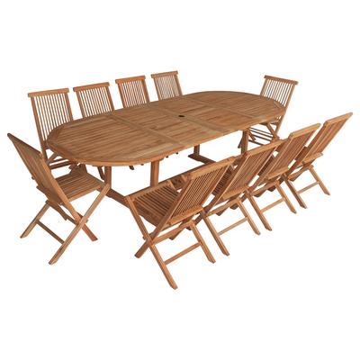 Gartenmöbel ausziehbarer ovaler Tisch 10 Sitze aus Teakholz