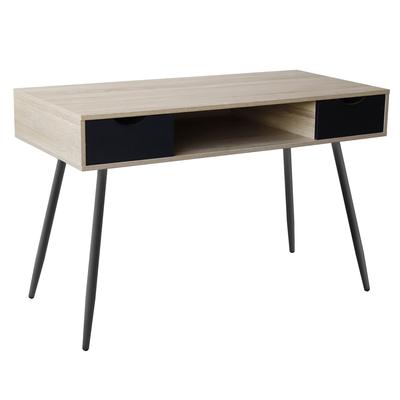 Skandinavischer Schreibtisch aus Holz, schwarze Schubladen BJORN