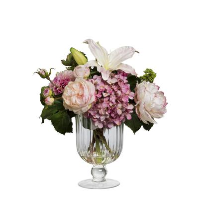 Künstliche Tassenblumen H45, Rosa und Weiß