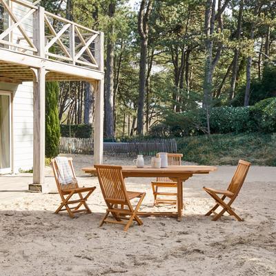 Ovale Outdoor Gartenmöbel Set aus massiver Akazie 4 Stühle