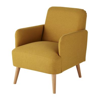 Gelber Sessel aus Buchenholz