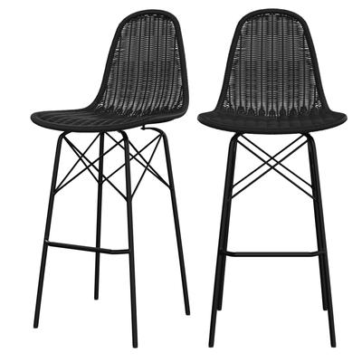 Set aus 2 Barstühlen aus schwarzem Kunstharzgeflecht, 76cm