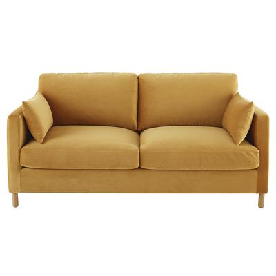 3-Sitzer-Sofa mit Samtbezug, senfgelb