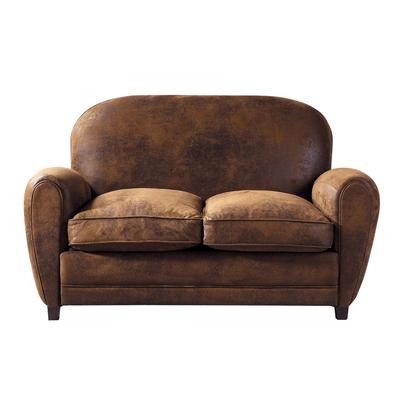 Clubsofa 2-Sitzer aus Microsuede, braun