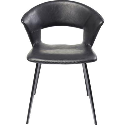 Stuhl aus Bezug in Leder-Optik und Stahl, schwarz