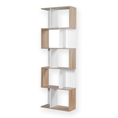 Bücherregal mit mehreren Fächern H180 cm - Dekor Holz und Weiß