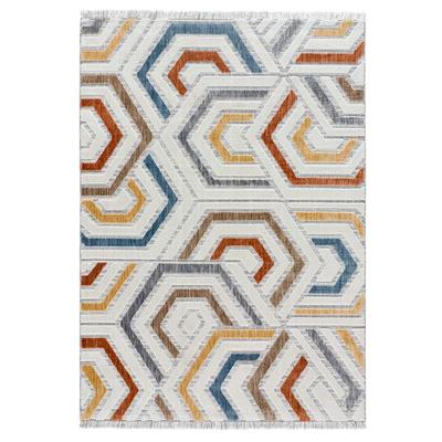 Geometrischer Teppich mit Relief und Fransen, mehrfarbigen 136X200 cm