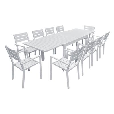 Gartenmöbel Tisch 132/264cm Aluminium weiß
