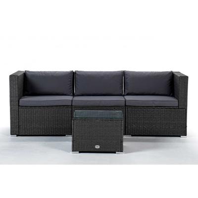 Gartensofa-Set mit 3 Sitzplätzen aus Synthetisches Rattan, grau