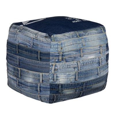 Quadratischer Sitzsack, blau, 45x45x45 cm, aus Jeansstoff