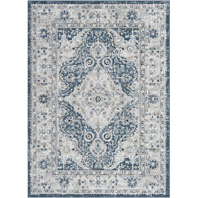 Vintage Orientalischer Teppich Blau/Grau/Gelb 200x275