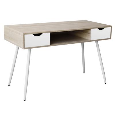Skandinavischer Schreibtisch aus Holz, weiße Schubladen BJORN