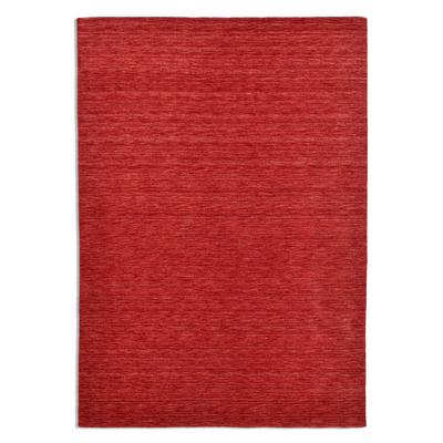 Handgewebter Teppich aus reiner Schurwolle - Rot - 70x140 cm