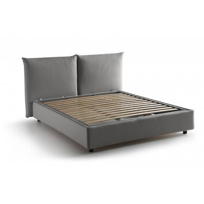 Doppelbett aus Stoff grau 160x190 cm