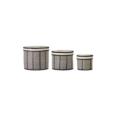 Set aus 3 Körben mit Deckel aus Seegras, schwarz