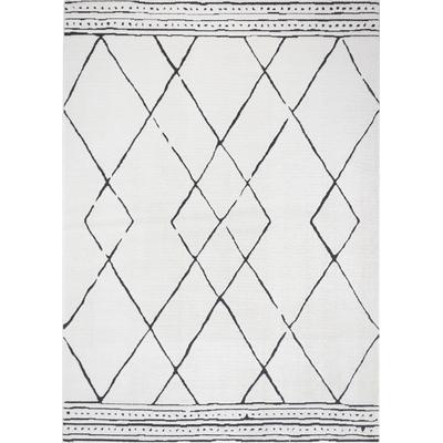 Etnhischer Berber Teppich Elfenbein/Schwarz 200x275
