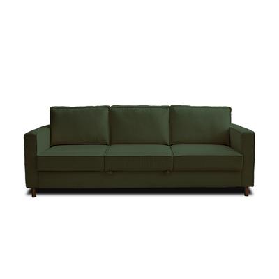 3-Sitzer Sofa mit Bettfunktion aus geripptem Samt Grün