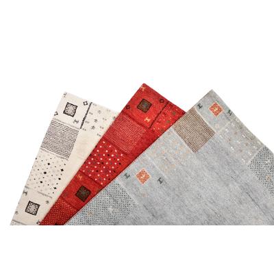 Handgeknüpfter Gabbeh-Teppich aus grauer Naturwolle 070x140 cm