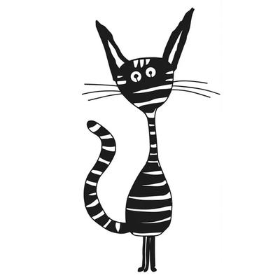 Wanddekoration Glückliche Katze aus Metall, 42x80 cm, schwarz