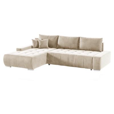 Ecksofa Veloursbezug Beige