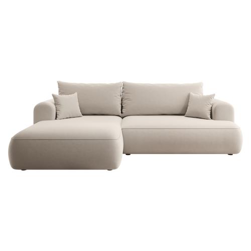 Ecksofa Easy-Clean-Veloursbezug Hellbeige