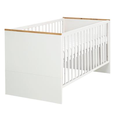 Mitwachsendes Baby-Gitterbett, 70x140cm, Weiß/Goldeiche