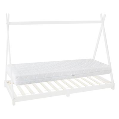 Kinderbett + Matratze Bett Hausbett Lattenrost Tipi Weiß 90x200 cm
