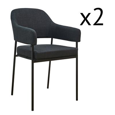 2er Set Esszimmerstühle mit Cut-Outs und Stoffbezug, schwarz