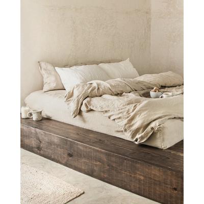 Bettbezug-Set aus Leinen, Beige, 200x200 cm
