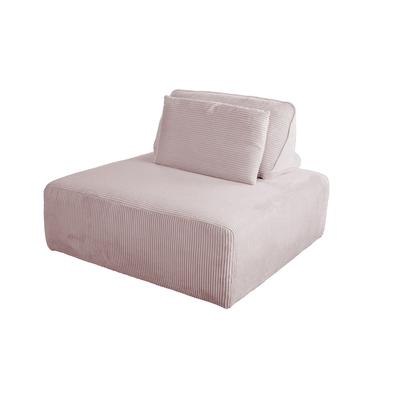 Sitzelement für modulares Sofa mit Kissen aus Cord, rosa