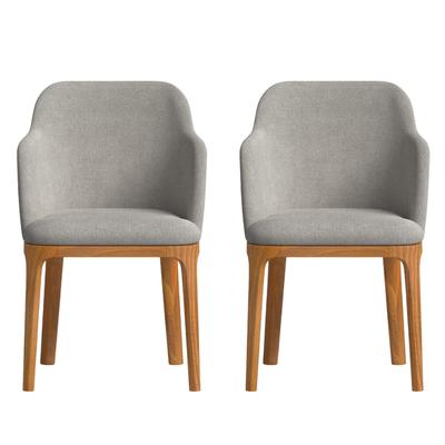 2 Stühle mit handgefertigtem Stoff, in Grau