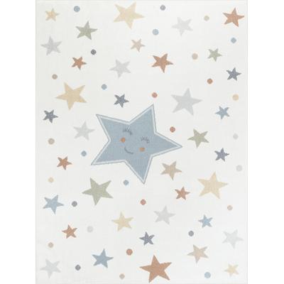 Maschinenwaschbarer Kinderteppich Sterne Mehrfarbig/Blau 160x213